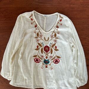 Embroidered Cream Blouse